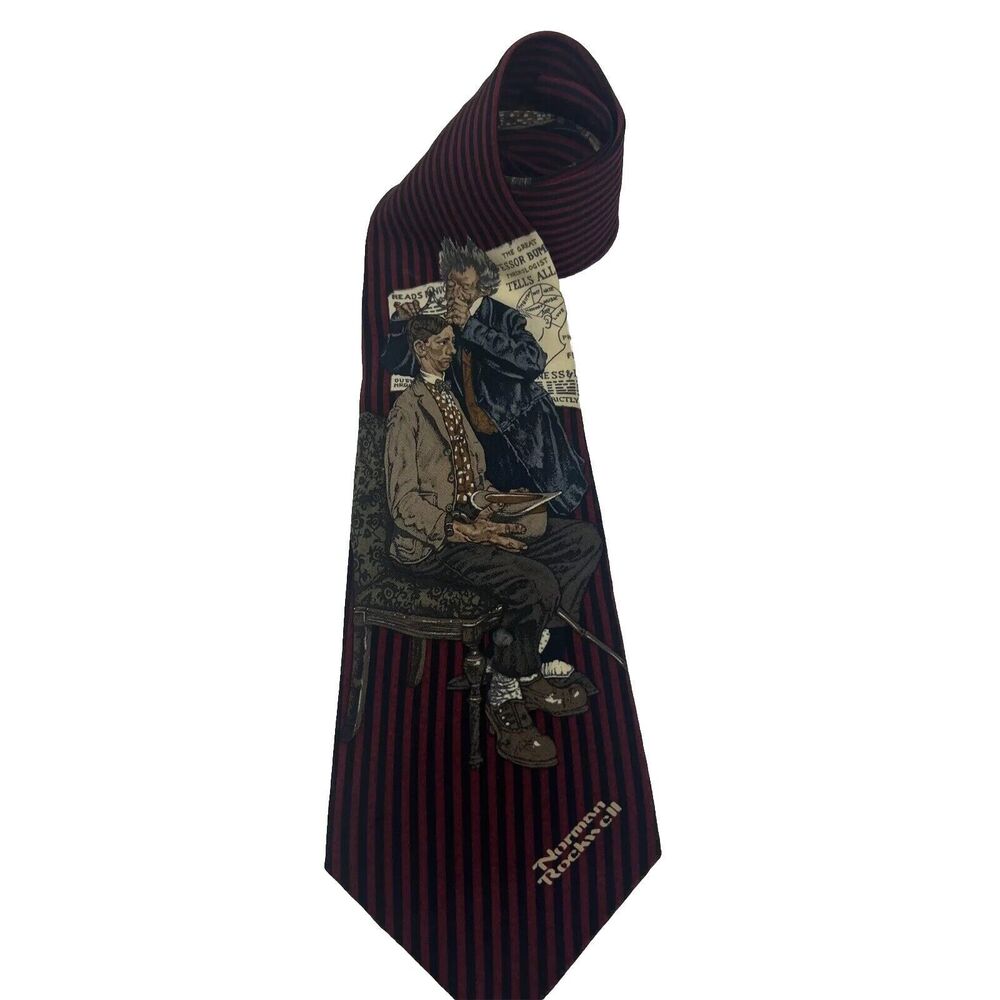 Norman Rockwell Saturday Evening Post 'The Phrenologist' 100% Silk Tie